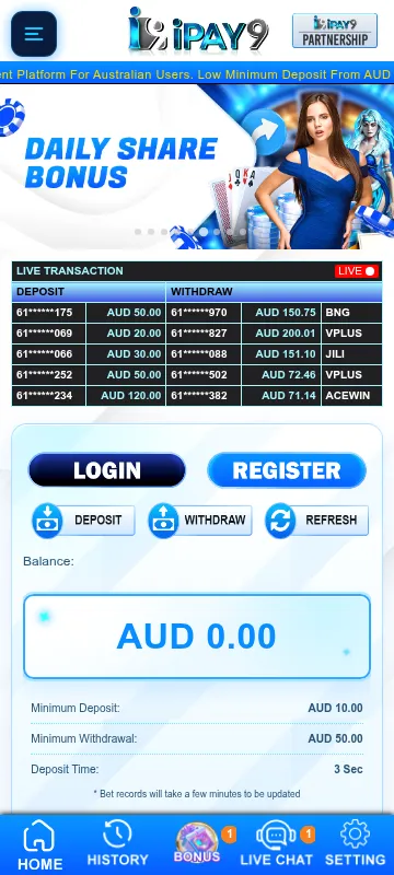 Ipay9 Casino browser platform accessed on a mobile device